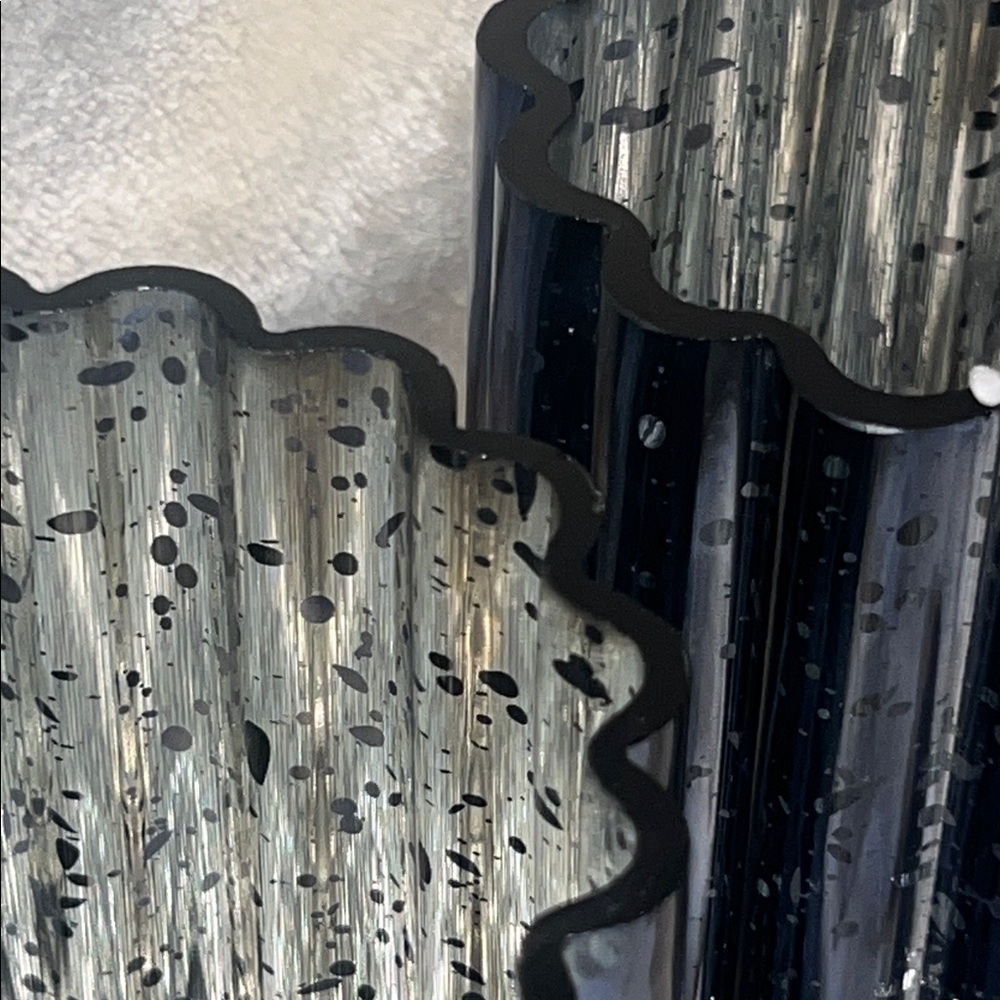 NIB 🏮 ONE IRIDESCENT BLUE/SILVER SPARKLY GLASS LANTERN LAMP VASE w/STRING LIGHTS - Picture 6 of 15